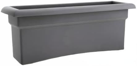 Bloem Veranda 26" Charcoal Deck Box Planter with Optional Knock-Out Drainage Holes