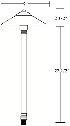 VOLT Max Spread 12V Black Brass Path Light (25" Tall, 9" Shade) for Low Voltage Landscape Lighting on Outdoor Pathway, Walkway, Garden, Driveway or Patio
