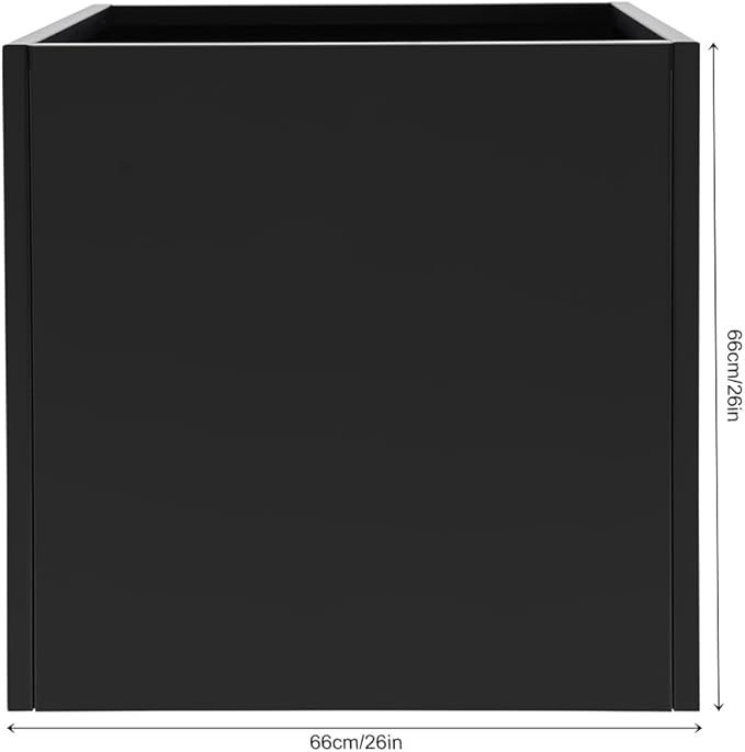 26Inch Steel Planter Box Metal Planter Large Tall Square Planters for Indoor Outdoor Plants, Heavy Duty Flower Pot for Patio, Yard, Garden (Black, 26" L x 26" W x 26" H)