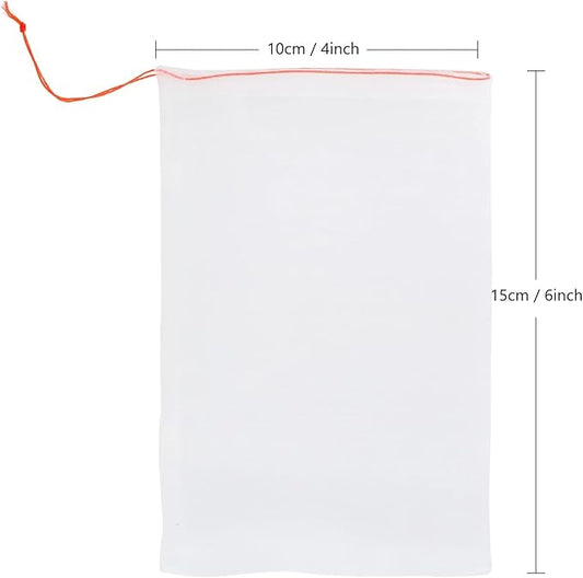 Kikhope 100Pcs Fruit Protection Bags, 6"x4" Garden Netting Bags with Drawstring, Fruit Netting Bags, Netting Barrier Bags for Protecting Fruits and Vegetables