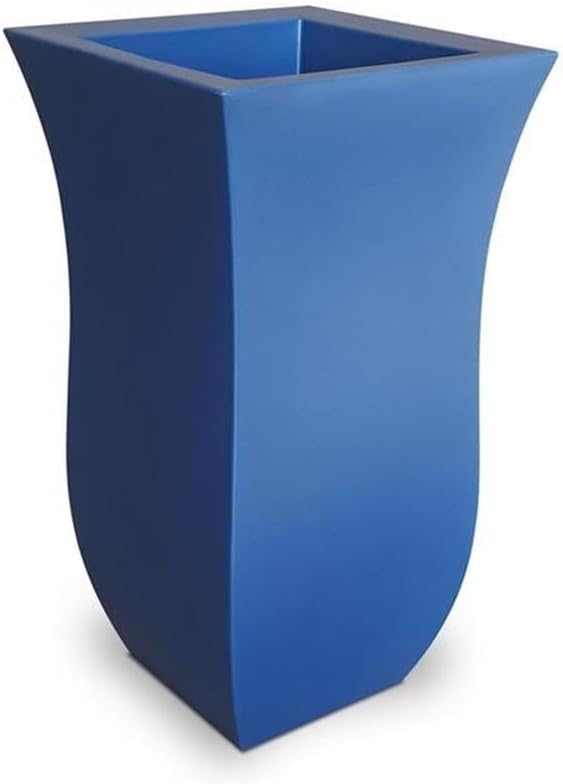 Pemberly Row Polyethylene Resin 30" Tall Planter in Neptune Blue