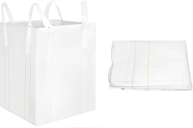 QWORK FIBC Bulk Bag, 4 Pack Sandbags 1 Ton Industrial Grade Bag Holds 2200 LBS, Woven Polypropylene Bags 35" x 35" x 43"