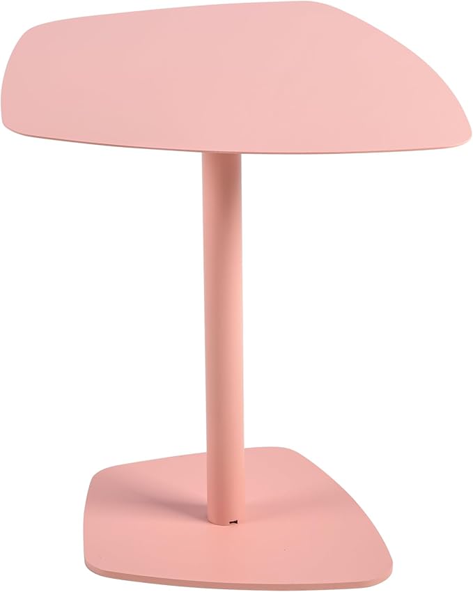 C Table End Table,Tray Metal Sofa Side Table, Accent Coffee Table, Waterproof and Anti-Rust Outdoor&Indoor Snack Table (Model B, Pink)