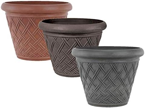 PSW Pot Collection Basket Weave Planter Pot for Indoor and Outdoor Plants and Gardens, 18-inch, Terra Cotta Color
