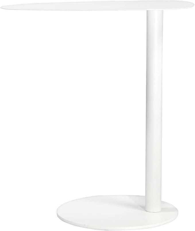C Table End Table,Tray Metal Sofa Side Table, Accent Coffee Table, Waterproof and Anti-Rust Outdoor&Indoor Snack Table, White (Model A)