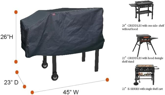 RPET Fabric Cover for Blackstone 22" and 28" Single Shelf Griddle Cover, Black;