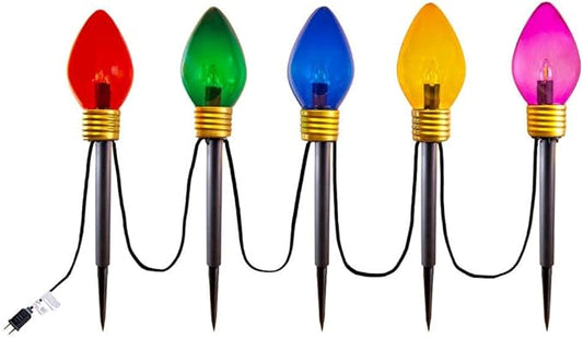 Novelty Lights 5 Light Jumbo LED C7 Multi Color Pathway Light Set, 6 Feet