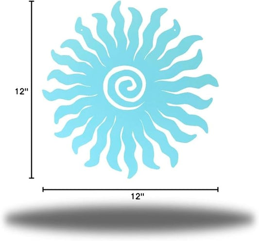 Riverside Designs Sunburst Metal Wall Art Steel Outdoor Decor - Heavy-Duty and Waterproof - Made in USA (12", Sea Foam)