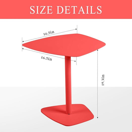 C Table End Tray Metal Sofa Side Accent Coffee, Waterproof and Anti-Rust Outdoor&Indoor Snack Table (Model B, Red)