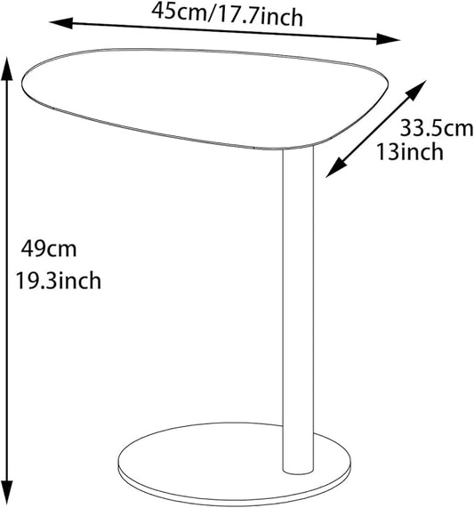 C Table End Table,Tray Metal Sofa Side Table, Accent Coffee Table, Waterproof and Anti-Rust Outdoor&Indoor Snack Table, White (Model A)