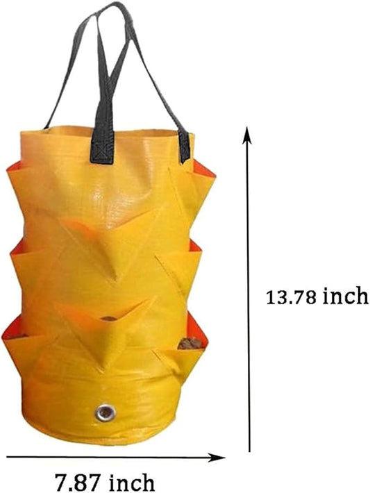 3 pcs Hanging Planter Bag with Handles, Plastic Hanging Strawberry Planting Containers Strawberry Grow Bags Foldable Durable Growing Bags Grow Planter for Growing Vegetables Flowers Herb Plant