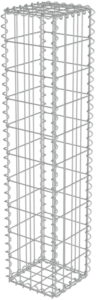 Galvanized Steel Gabion Wall with Covers, Gabion Mesh Wire Wall Panel Galvanized Steel Garden Stone Wire Basket Fencing Patio Decorative Fence, 7.87"x7.87"x39.4",-175