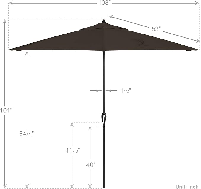 California Umbrella 9' Rd Aluminum Patio Umbrella, Crank Lift, Auto Tilt, Black Finish, 4yr Fade Warranty, Mocha