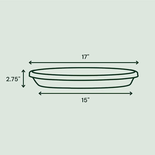 Bloem Terra Resin Saucer Tray: 15" Bottom Width - Navy Blue - Matte, Durable, Ribbed Bottom, Indoor and Outdoor, Fits 20" Terra Pots
