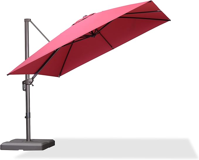 PURPLE LEAF 10 Feet Patio Cantilever Umbrella Square Outdoor Umbrella with 360° Rotation and Aluminum Offset Hanging for Garden Backyard Pool, Terra