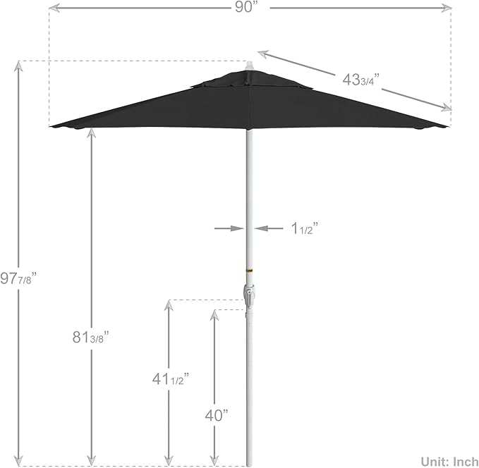 California Umbrella 7.5' Rd Aluminum Patio Umbrella, Crank Lift, Auto Tilt, White Finish