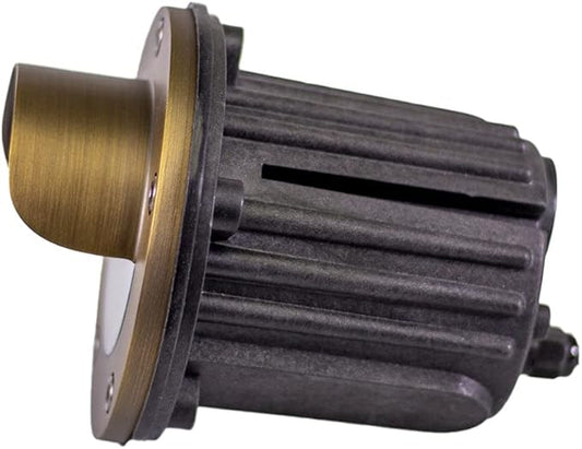 12V Brass In-Ground Well Light (Shielded Top) with 5W 2700K Warm White MR16 LED Bulb & PVC Sleeve for Low Voltage Landscape Lighting of Outdoor Pathway, Garden, Shrubs, Columns or Trees
