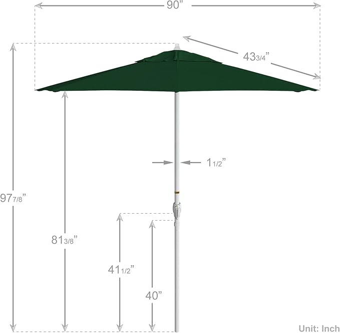 California Umbrella 7.5' Rd Aluminum Patio Umbrella, Crank Lift, Auto Tilt, White Finish