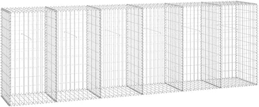 Galvanized Steel Gabion Wall with Covers, Gabion Mesh Wire Wall Panel Galvanized Steel Garden Stone Wire Basket Fencing Patio Decorative Fence, 118"x19.7"x39.4",-190