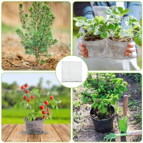 8 Pcs 20 * 18in Pot Drainage Root Protection Mesh Bag, Plant Flower Pot Anti-Leak Soil Net Cover with Gardening Gloves Indoor Outdoor Potted Plant Supplies
