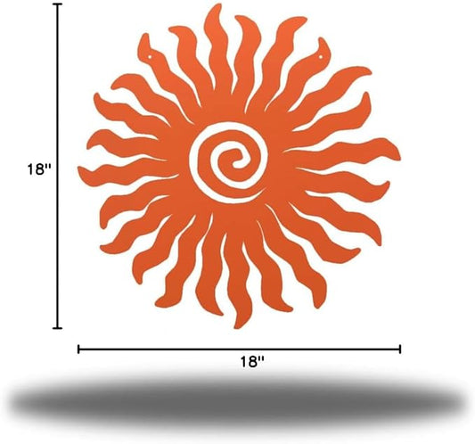 Riverside Designs Sunburst Metal Wall Art Steel Outdoor Decor - Heavy-Duty and Waterproof - Made in USA (18", Coral)