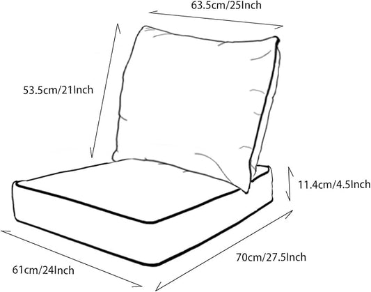 COZYVIDA Outdoor/Indoor 24x27.5 inch Deep Seat Patio Cushions Set of 2 Resilient Foam Filling Water Repellent Stain-Resistant UV Resistant Weather Resistant Patio Cushions Putty