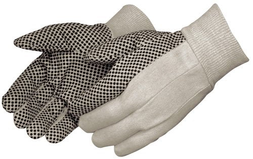 4505 Canvas Textile Work Gloves, 8 oz Cotton/Polyester with Black PVC Dots, Knit Wrist, General-Purpose | Men's, One Size Fits Most, Pack of 12