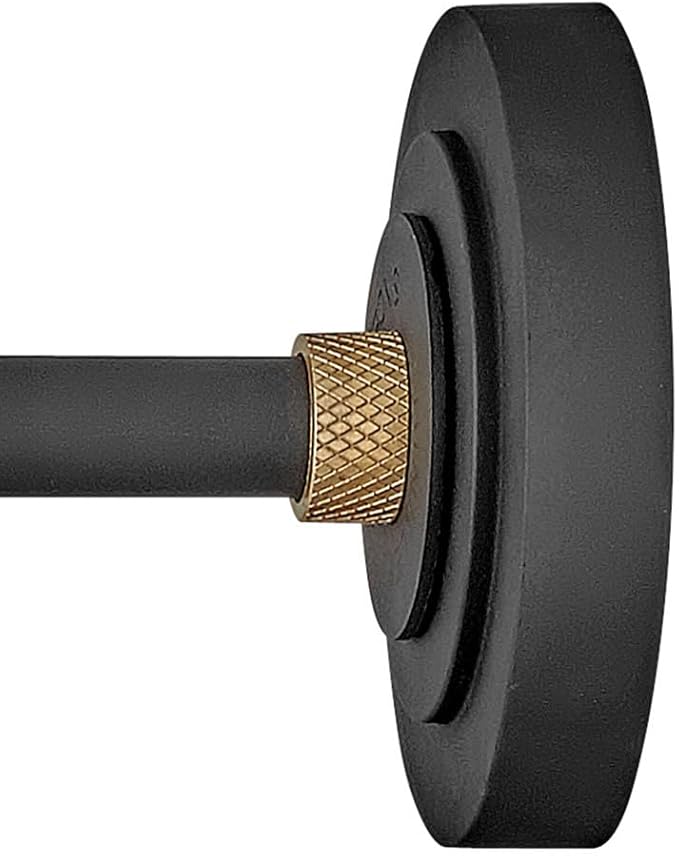 Hinkley Foundry Classic Medium Straight Arm Barn Light - Aluminum, Dark Sky Compliant, Industrial, 23.75" Extension, 12" Shade - Textured Black Finish with Brass Accent