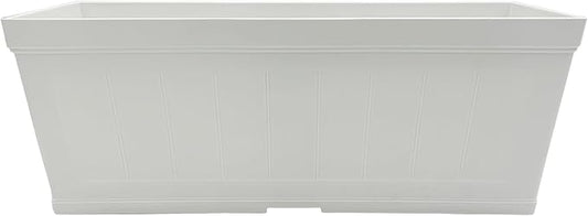 Classic Home and Garden Plastic Falmouth Window Box Planter with Drainage Holes, Starlight White Beadboard, 24in