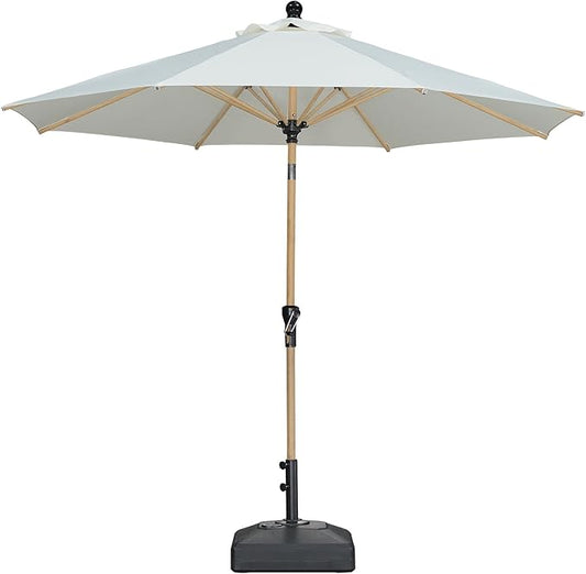 PURPLE LEAF 10 Feet Patio Umbrella Outdoor Table Umbrella Aluminum Round Market Umbrella with Push Button Tilt & 8 Sturdy Ribs and Crank Commercial Sun Umbrella for Garden Patio Balcony, Cream