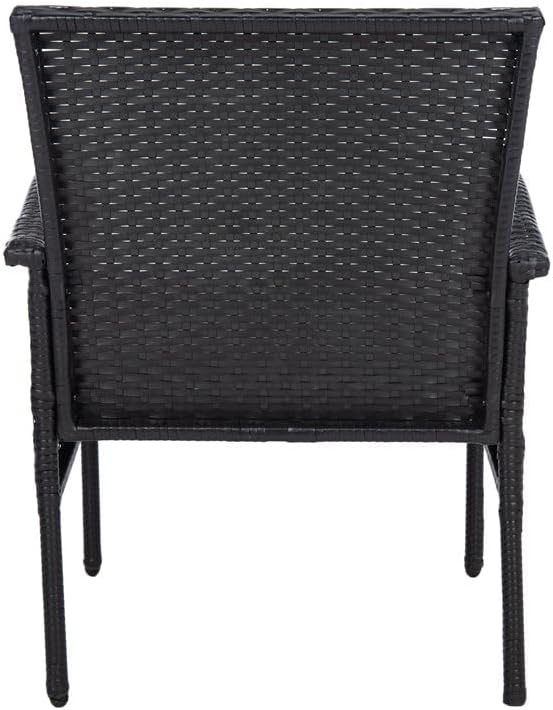 SAFAVIEH Outdoor Collection Moore Black Rattan/Beige Cushion 3-Piece Patio Lounge Bistro Set with Table (PAT9009A)