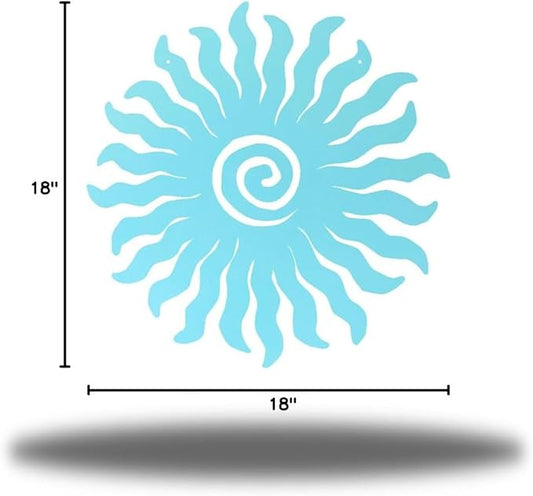 Riverside Designs Sunburst Metal Wall Art Steel Outdoor Decor - Heavy-Duty and Waterproof - Made in USA (18", Sea Foam)