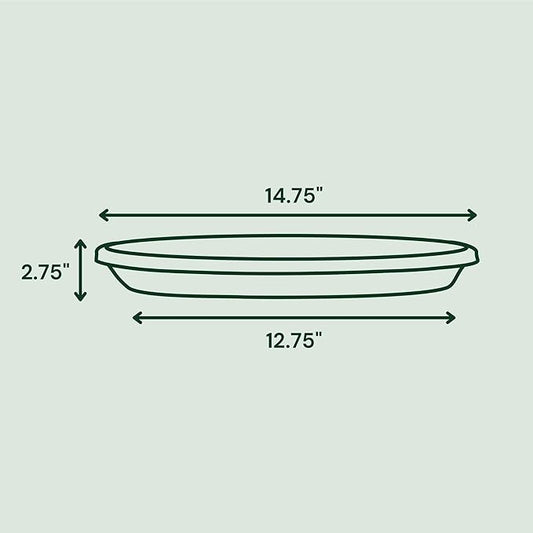 Bloem Terra Resin Saucer Tray: 12.75" Bottom Width - Navy Blue - Matte, Durable, Ribbed Bottom, Indoor and Outdoor, Fits 16" Terra Pots