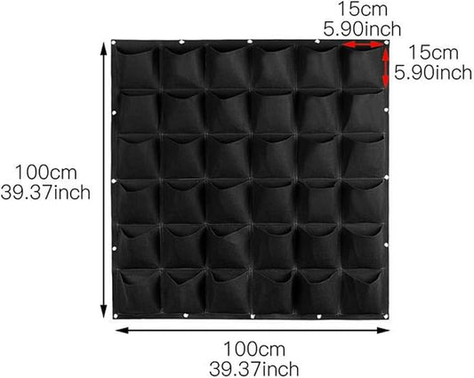 WFIST Vertical Hanging Planter Bag, Breathable Felt Wall Garden Planter with Metal Grommets, Indoor/Outdoor Space-Saving Herb & Flower Growing Pouch (36-Pocket)