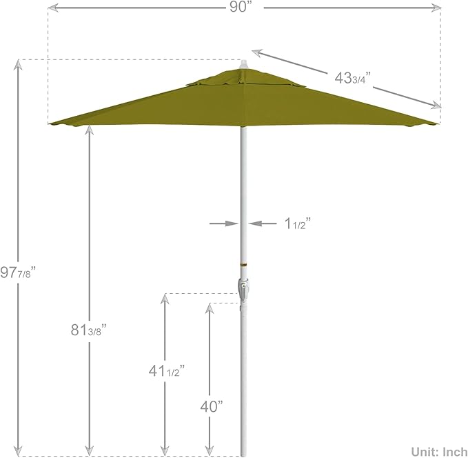 California Umbrella 7.5' Rd Aluminum Patio Umbrella, Crank Lift, Auto Tilt, White Finish