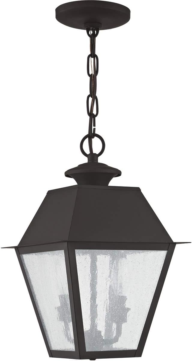 Livex Lighting 2167-07 Mansfield 2-Light Outdoor Hanging Lantern, Bronze