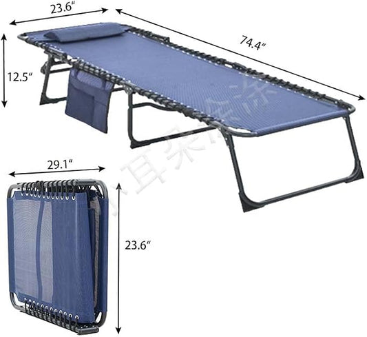 Tanning Chairs for Outside, Chaise Outdoor Lounge Chair, Folding Pool Chairs & Patio Lounger for Beach Camping Hiking Backyard Sunbathing Poolside, Portable (Blue Set of 2)