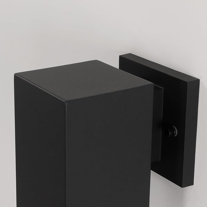 mirrea 7-inch Outdoor Porch Wall Light for House, Waterproof Exterior Sconce for Patio, Wall Mount Lighting Fixture for Front Door, Matte Black Rectangular Downlight for Garage, Set of 2