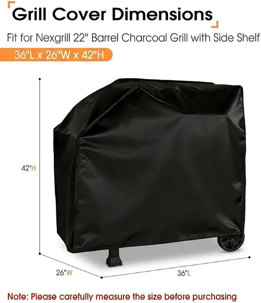 Grill Cover for Nexgrill 810-0025 Charcoal Grill, Waterproof Outdoor BBQ Griddle Cover, Fade-Proof UV-Resistant, All Season Protection - 36" W x 26" D x 42" H