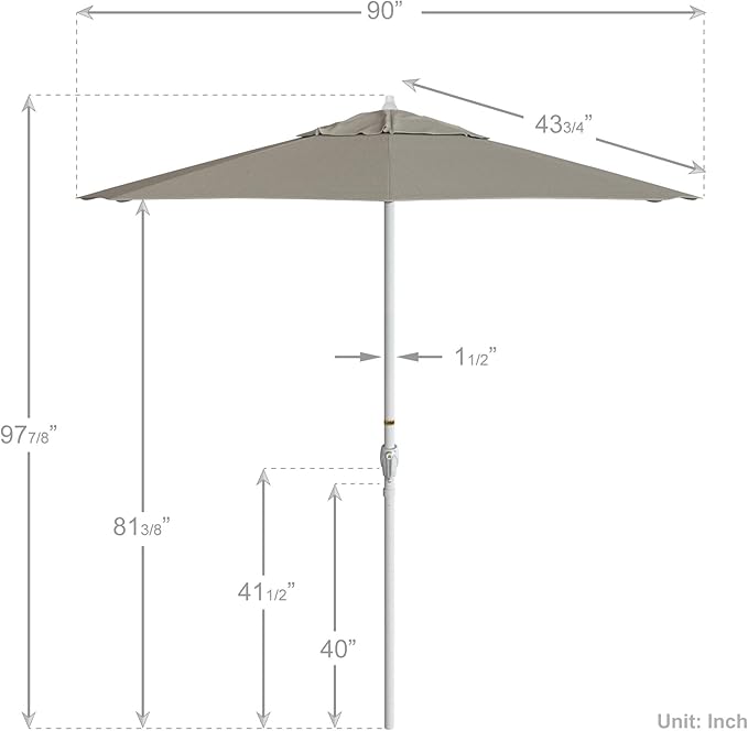 California Umbrella 7.5' Rd Aluminum Patio Umbrella, Crank Lift, Auto Tilt, White Finish
