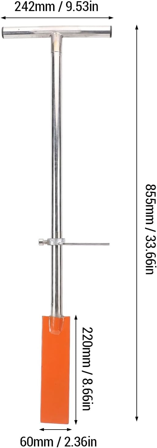 Tyenaza Spade Shovel, Dibble Bar Planting Tool with Foot Pedal Stainless Steel T Handle Spade Shovel for Digging Transplanting Gardening