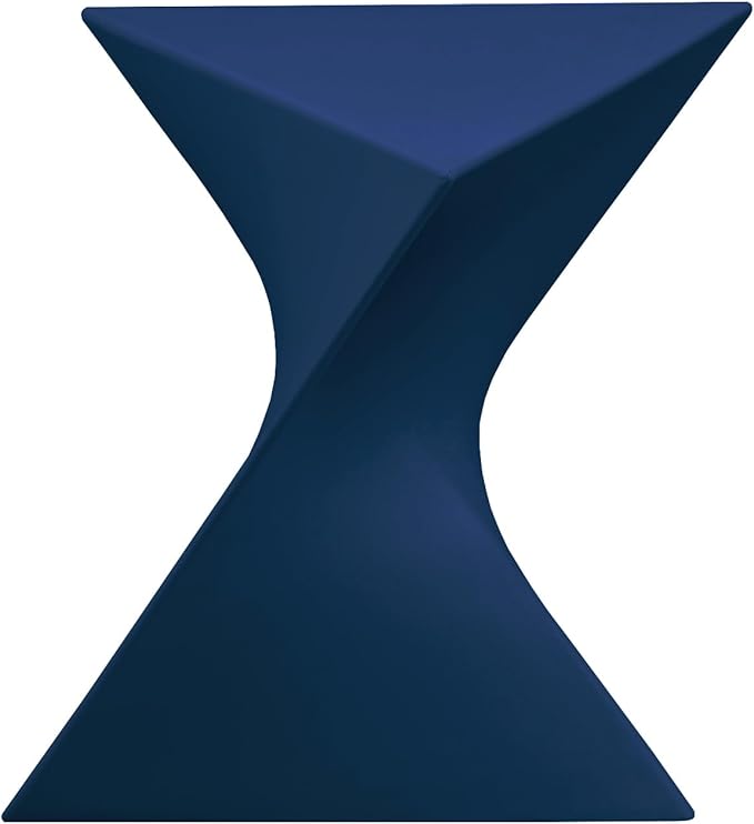 LeisureMod 15.75" Stackable Weather-Resistant Plastic Triangular Side Table - Accent End Table for Indoor & Outdoor Use (Navy Blue, Set of 2)