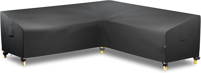 iBirdie Outdoor Sectional Cover fit 120 x 120 inch, 118 x 118, 119 x 119, 116 x 116 L-Shaped Patio Sofa Waterproof Weatherproof 600D Heavy Duty Garden Furniture Cover for Outside L Shape Couch