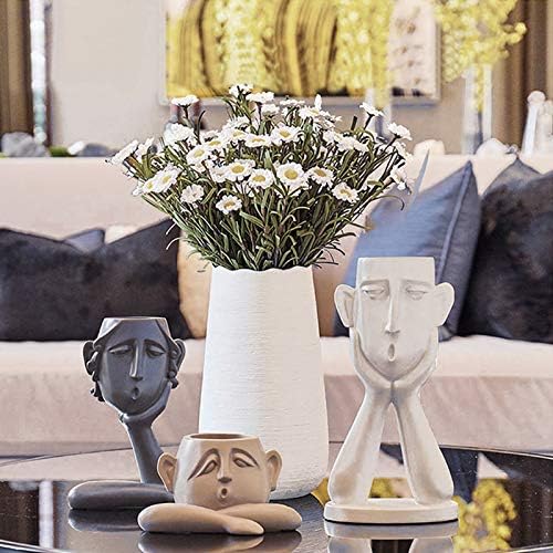3 Pack Indoor Outdoor Heads Planter Resin Succulent Planter Vase Abstract Statue Planter Urn Home Garden Decor Face Sculpture Office Decoration