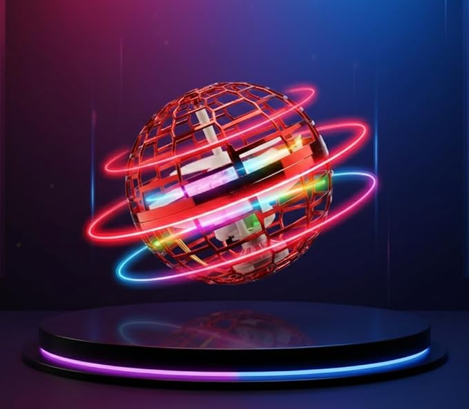 2025 Red Flying Orb Ball Toy β Hand Controlled LED Hover Drone, 360Β° Boomerang Spinner Cosmic Globe, Birthday Gift for Boys & Girls Ages 6-12, Indoor Outdoor Magic Ball, USB Rechargeable