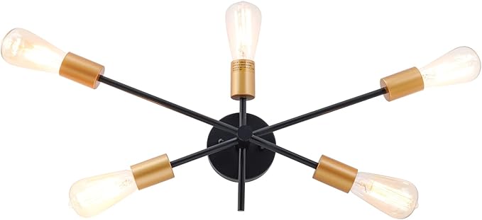 Modern Wall Sconce, Wall Lights for Living Room, Bath Light Wall Mount, Industrial Bathroom Vanity Light, 5-Light Sputnik Flush Mount Light Fixture for Entryway Bedroom Hallway