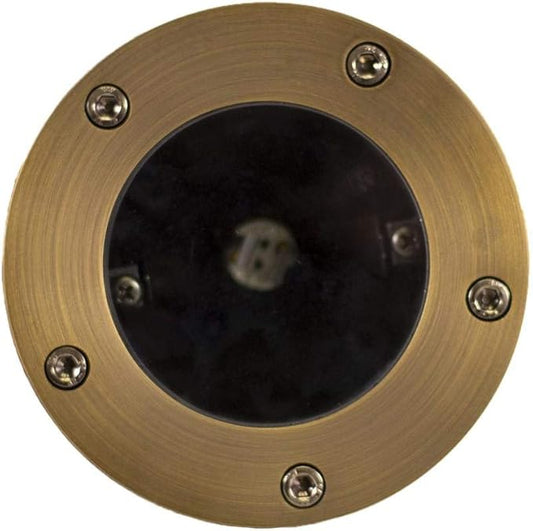 12V Brass In-Ground Well Light (Open Top) with 5W 2700K Warm White MR16 LED Bulb for Low Voltage Landscape Lighting of Outdoor Pathway, Garden, Shrubs, Columns or Trees