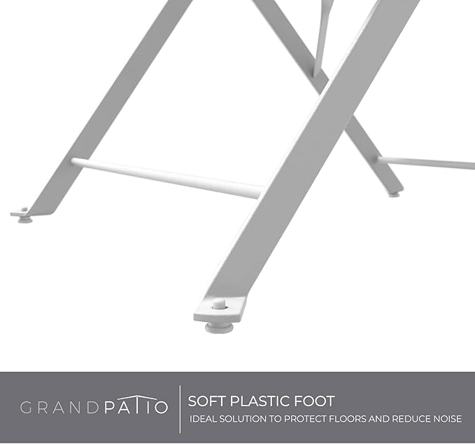 Grand patio 3-Piece Bistro Set Folding Outdoor Furniture Sets with Premium Frame Portable Design for Bistro & Balcony, White