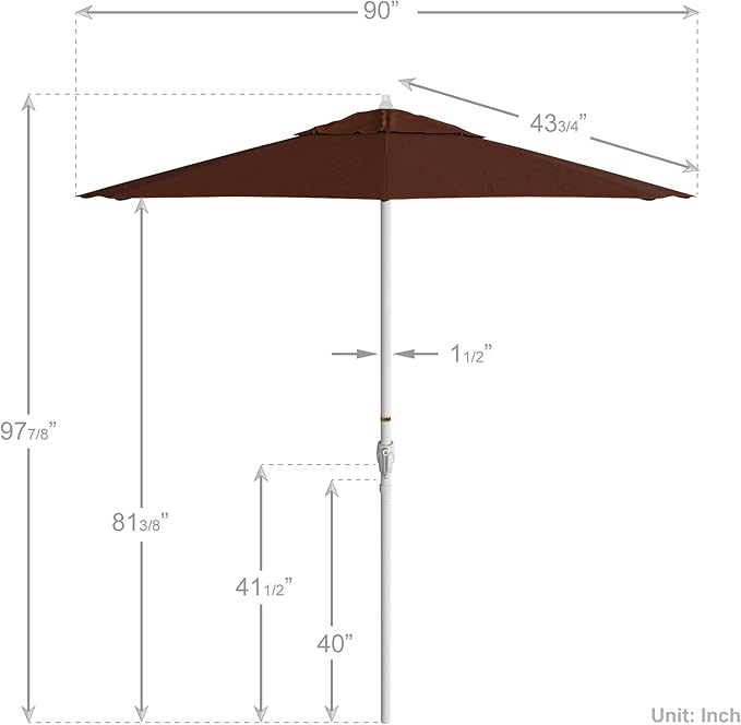 California Umbrella 7.5' Rd Aluminum Patio Umbrella, Crank Lift, Auto Tilt, White Finish