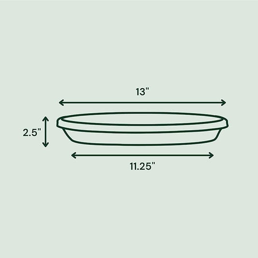 Bloem Terra Resin Saucer Tray: 11.25" Bottom Width - Navy Blue - Matte, Durable, Ribbed Bottom, Indoor and Outdoor, Fits 14" Terra Pots